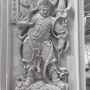 宁德 芝麻灰花岗岩人物雕刻——多闻天王