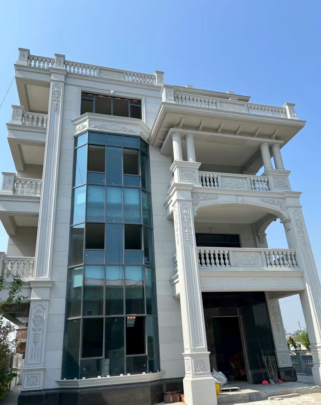 宁德 芝麻白花岗岩别墅外墙干挂效果展示